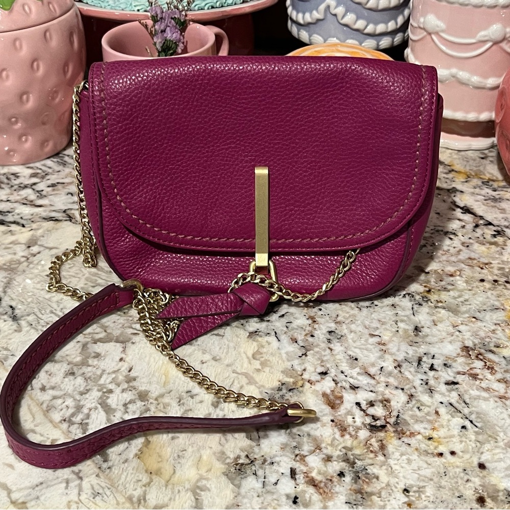 Vera Bradley Deep Fuschia Carson Saddle Bag Leather Crossbody